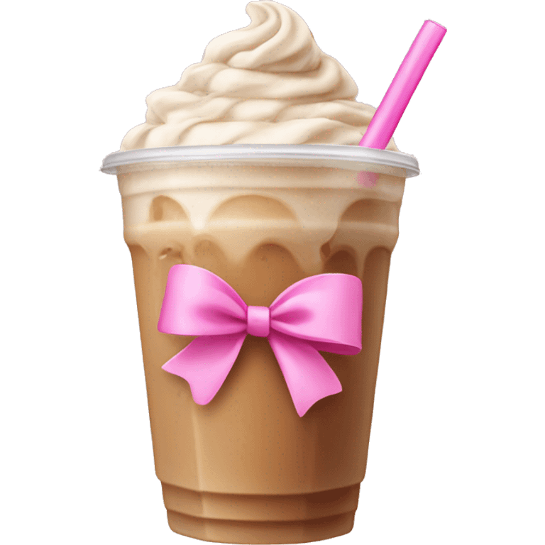 iced latte with a pink bow on straw emoji