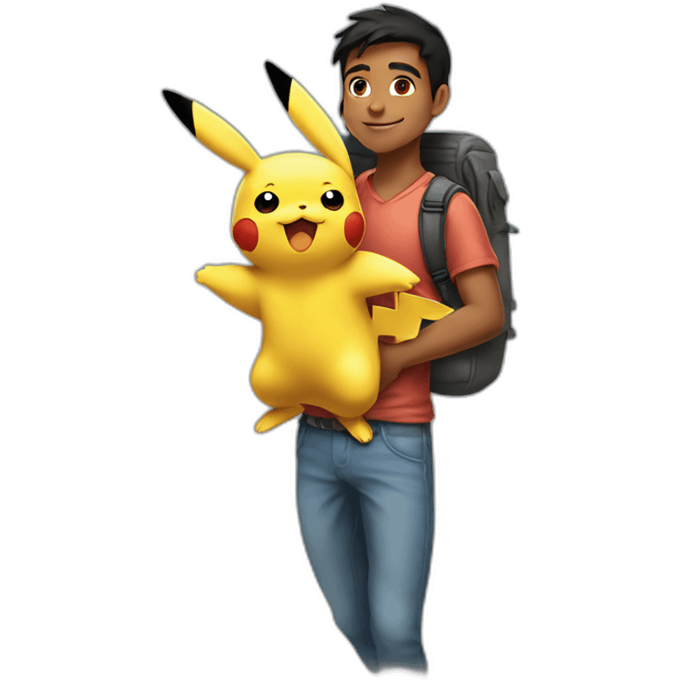 indian teen carrying pikachu on shoulder emoji