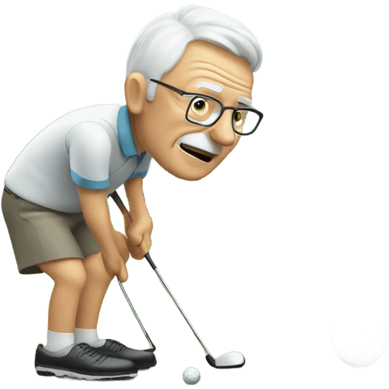 Elderly white male playing golf emoji