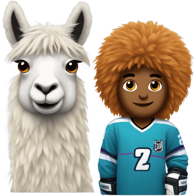 Hockey player with llama hair emoji