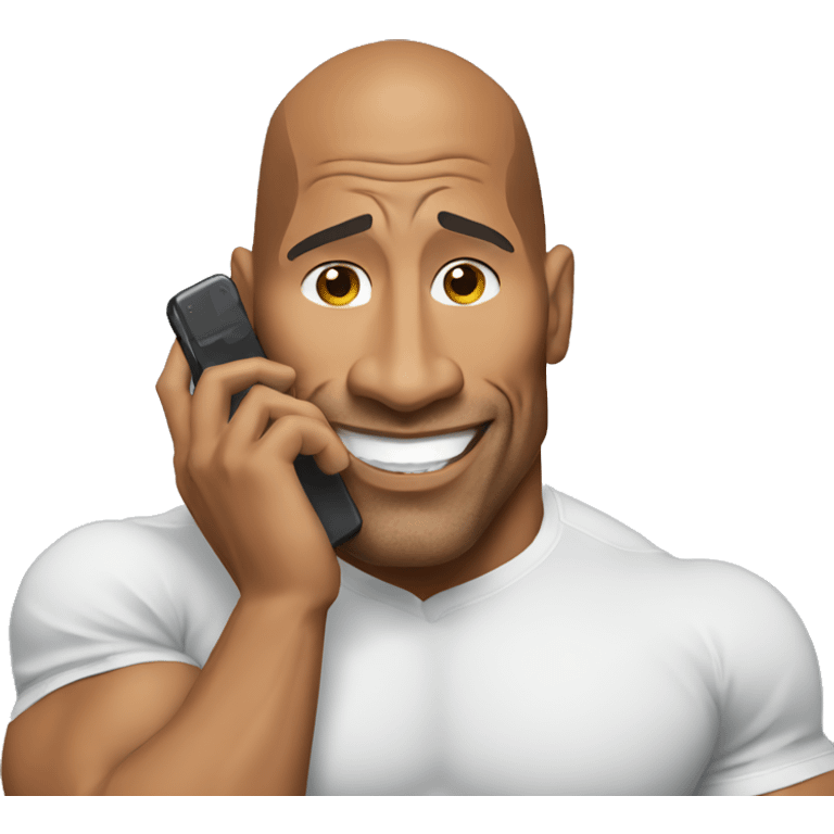 dwayne johnson with a mobile phone emoji