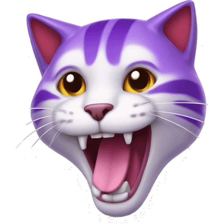 Gato morado sonriente que tira humo rojo emoji