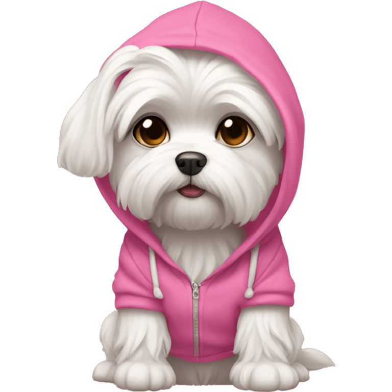 maltese dog breed with pink hoodie emoji