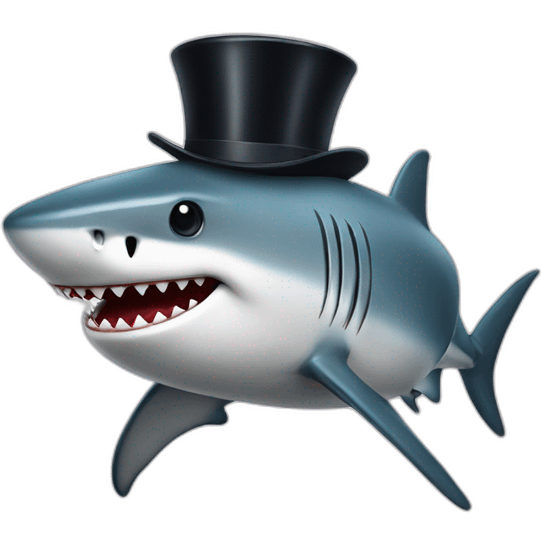 Shark with a top hat emoji