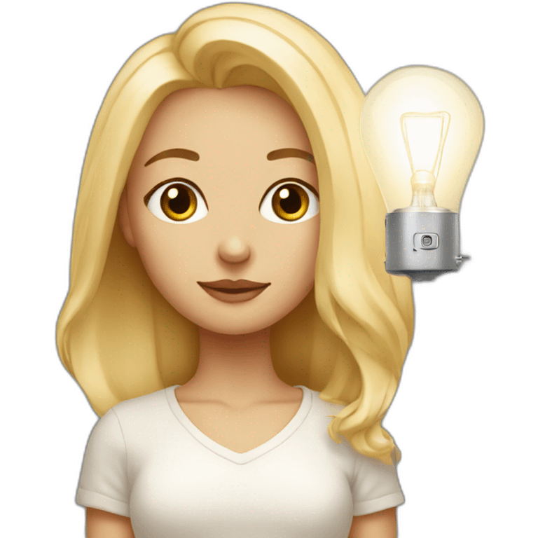 Blonde girl with instagram lamp  emoji