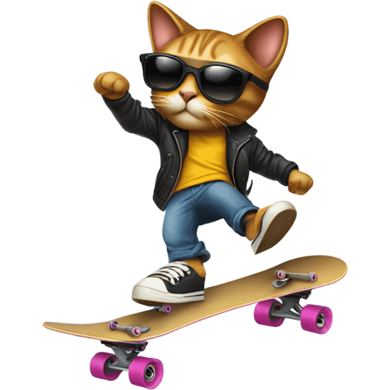 a cool cat doing a kickflip  emoji