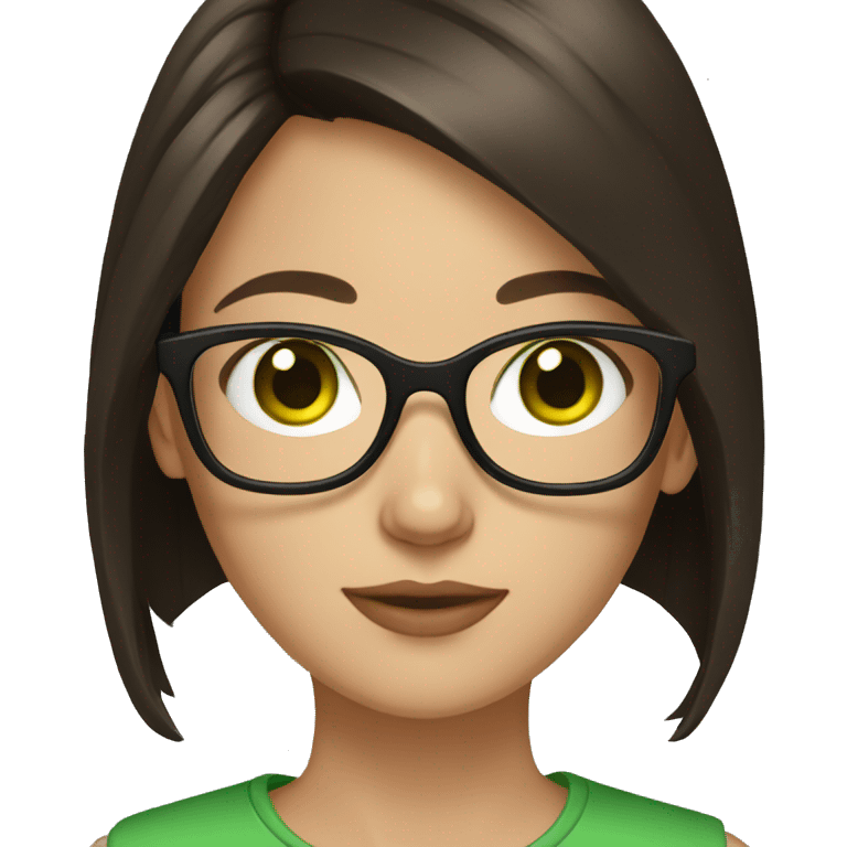 brunette girl with green eyes and glasses emoji