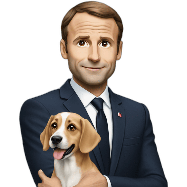 Macron avec un chien emoji