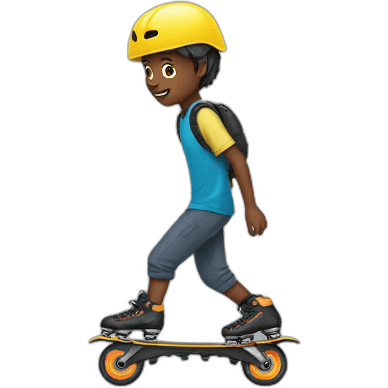 Autistic boy rollerblading emoji