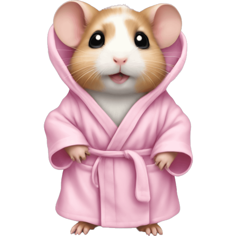 baby hamster in light pink robe full body emoji