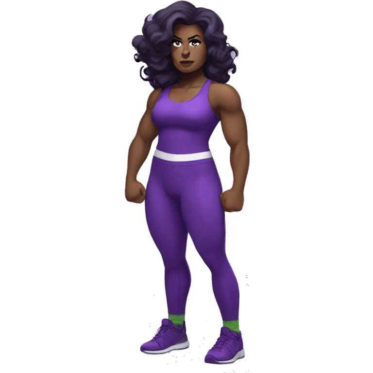 Curvy She Hulk wearing purple gym outfit emoji