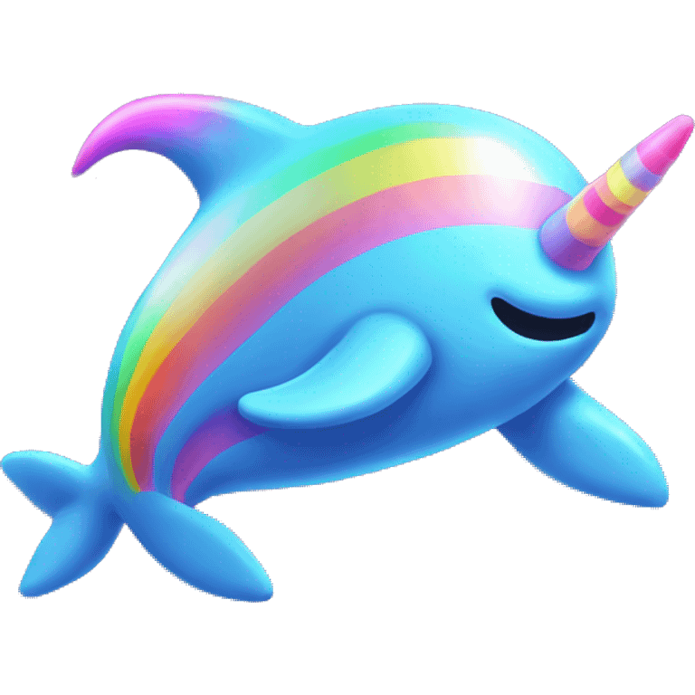 Kawaii neon narwal with rainbow horn  emoji