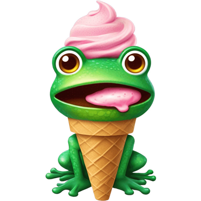 Frog eating ice cream  emoji