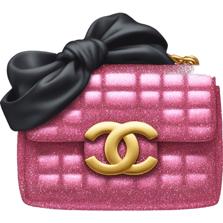 Pink glitter sparkly Chanel bag emoji