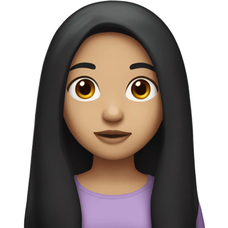 Girl with long black hair and light skin  emoji