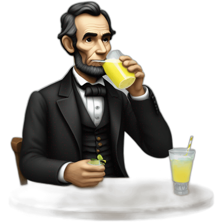 Abraham Lincoln drinking from a cup of lemonade. emoji