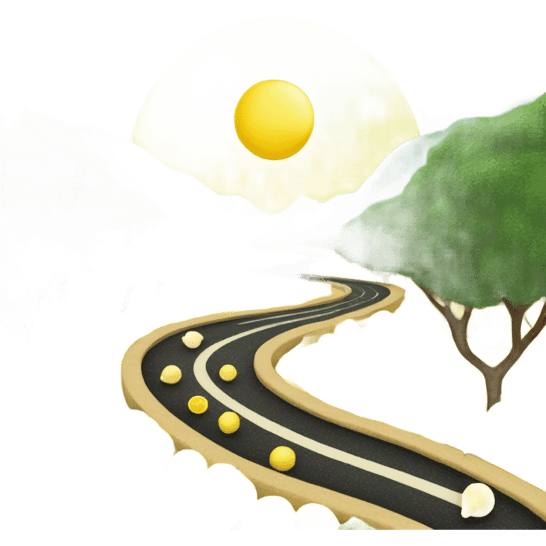 "Lemon Path"
Description: A road leading to the sun, stylized as a lemon. The road is framed by tea leaves. emoji