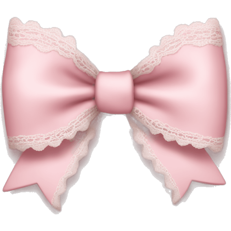 light pink bow with lace trimming the bottom emoji