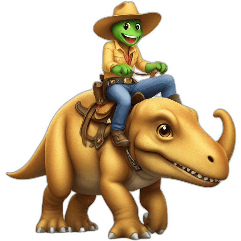 T-Rex with cowboy hat riding an elephant emoji