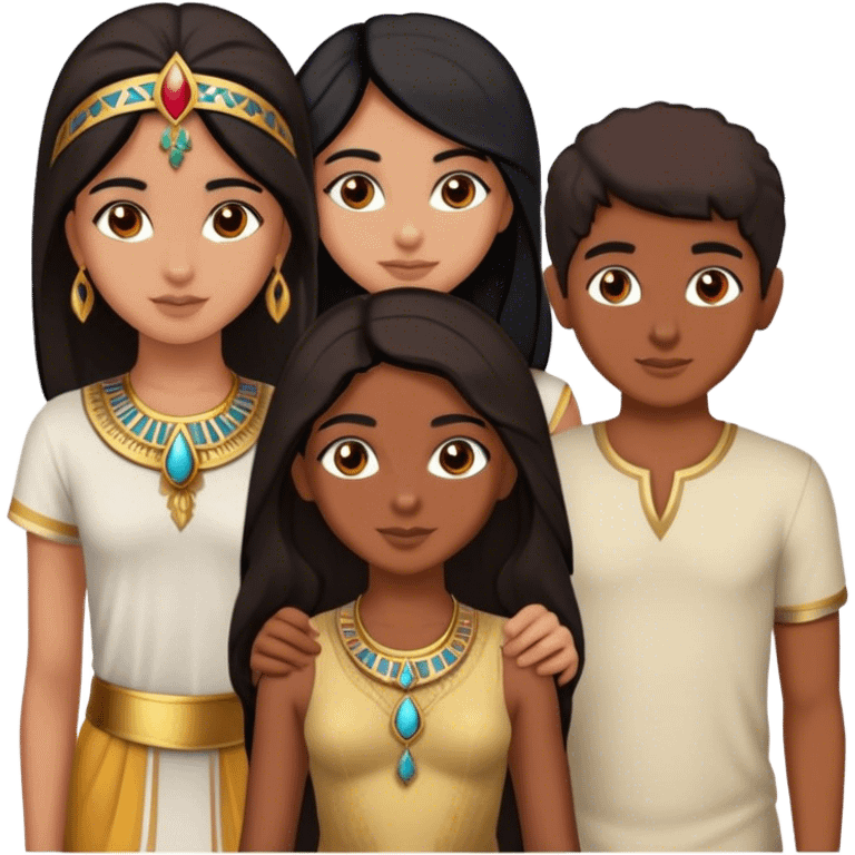 4 bestfriends, 1 indian girl, 1 Egyptian boy, persian girl 1 moroccan boy 1 black boy emoji