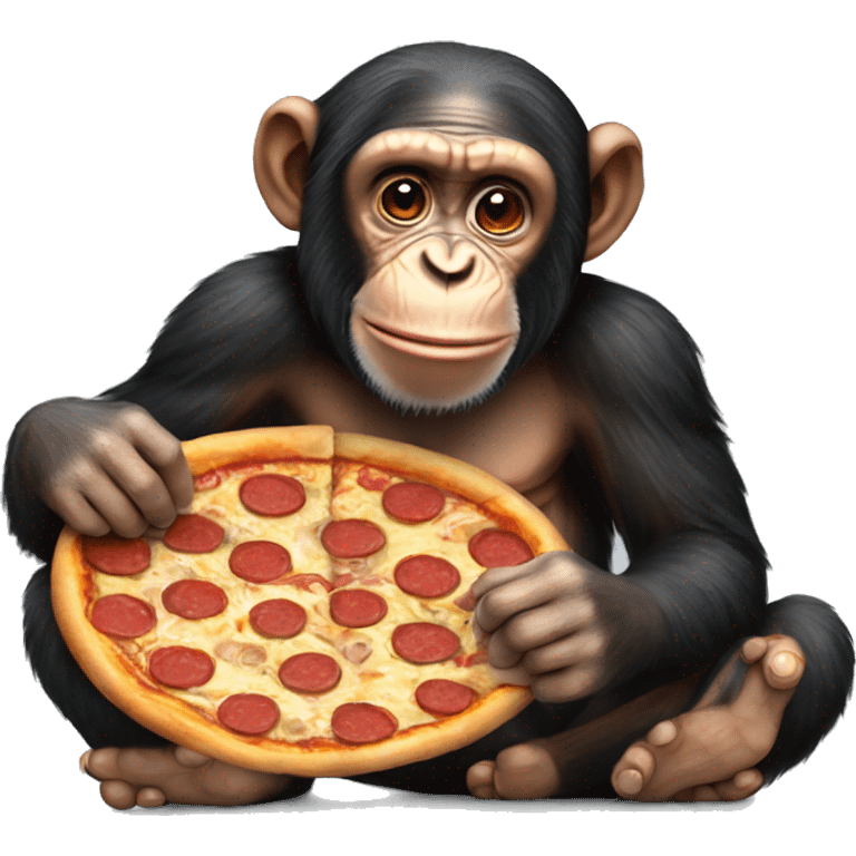 chimpanzee eating pizza emoji