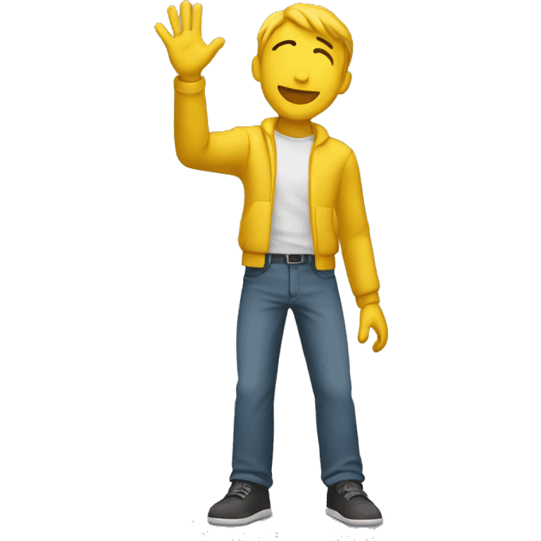 Yellow man (full body) (reaching arm up) (side view) emoji