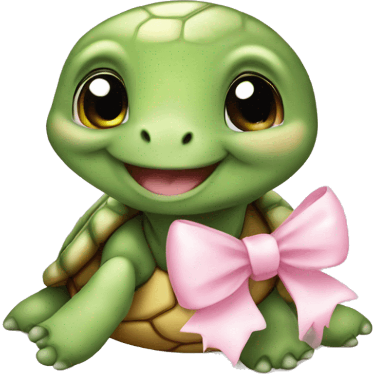 cute baby turtle with a light pink bow emoji