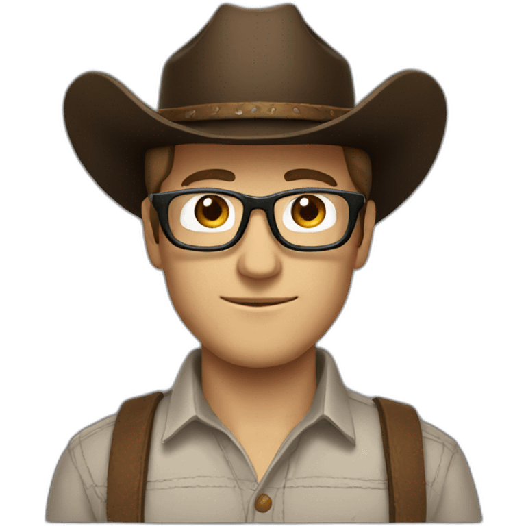 white man with cowboy hat and dark hair and glasses emoji