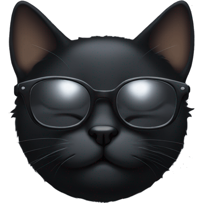 Sleeping black cat with glasses emoji