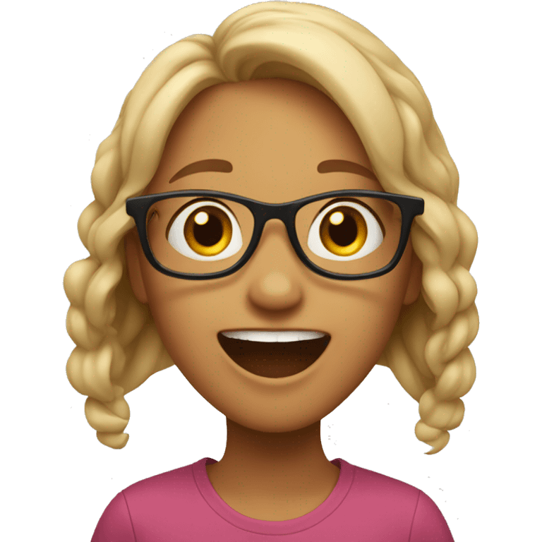 girl with glasses excited emoji