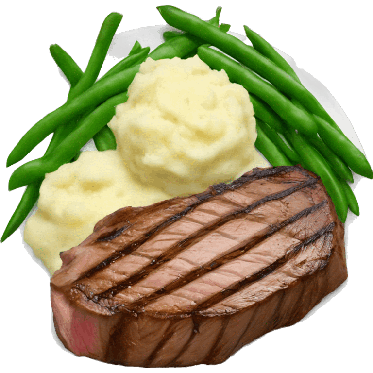 Steak with green beans and buttery mashed potatoes emoji