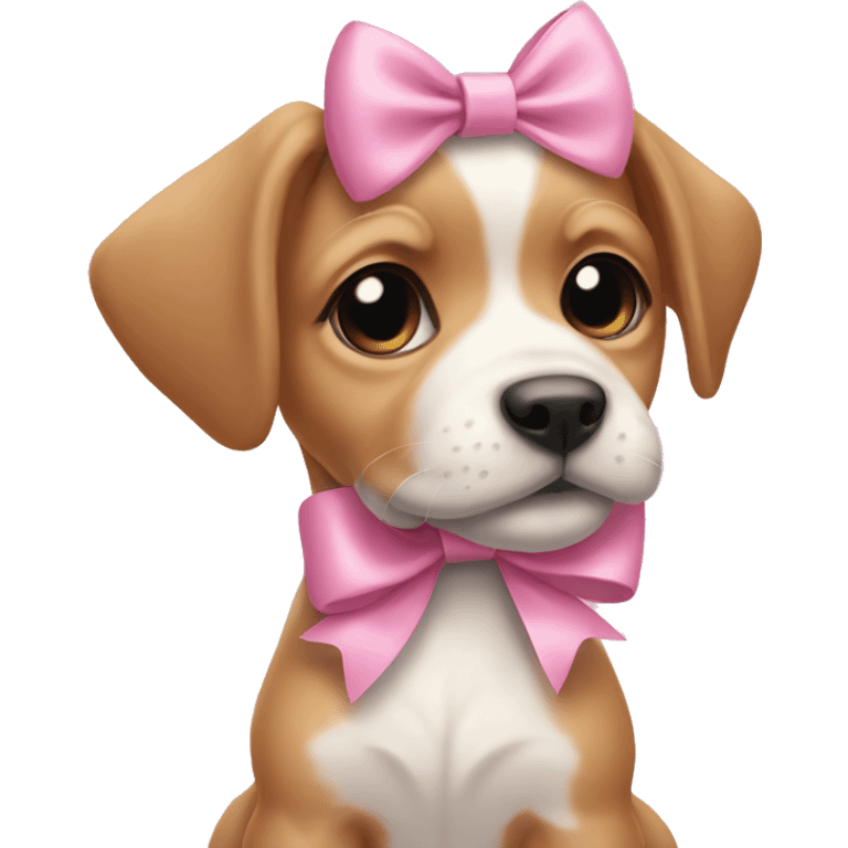 Pink bow on a puppy emoji