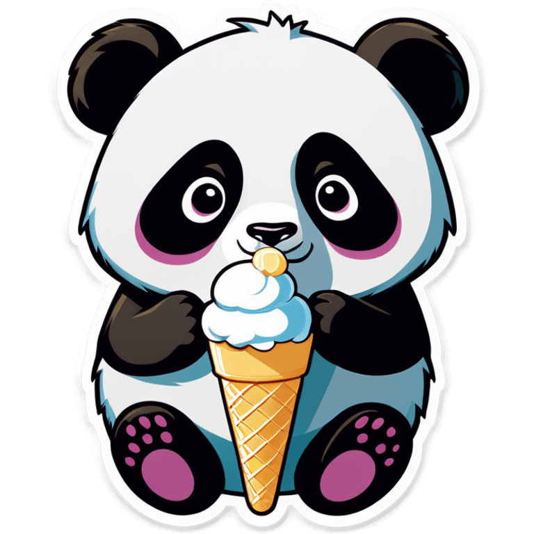 Panda eating ice cream emoji