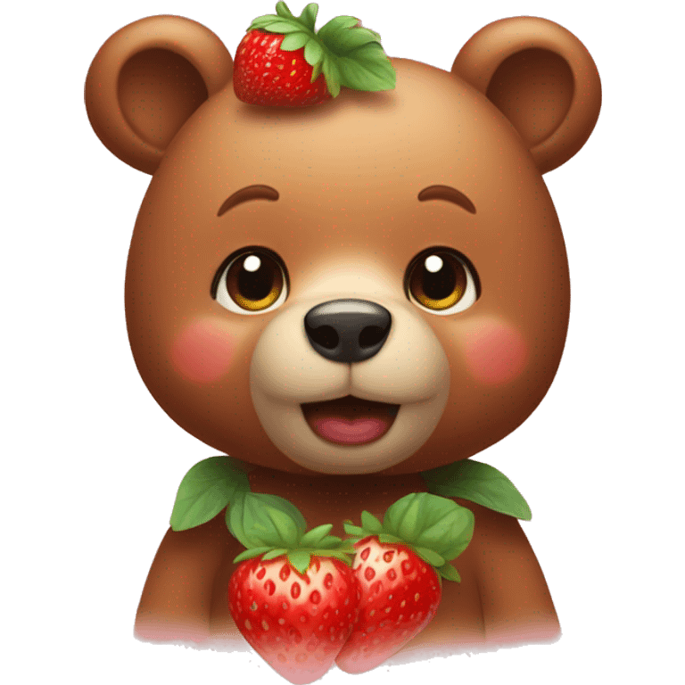 a cute little bear with a little strawberry on her head emoji