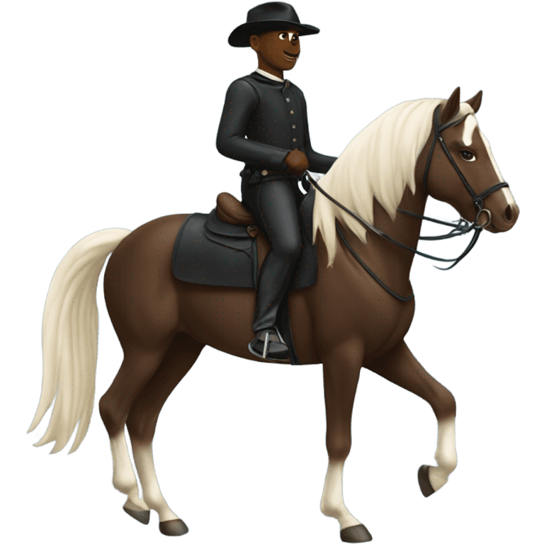 All black men riding a horse classes￼ emoji