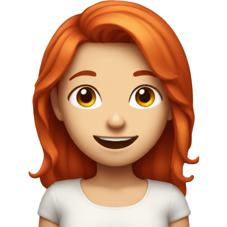 winking girl with red hair who is also blushing emoji