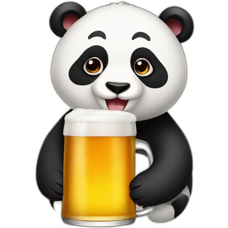 cute face panda drinking giant beer emoji