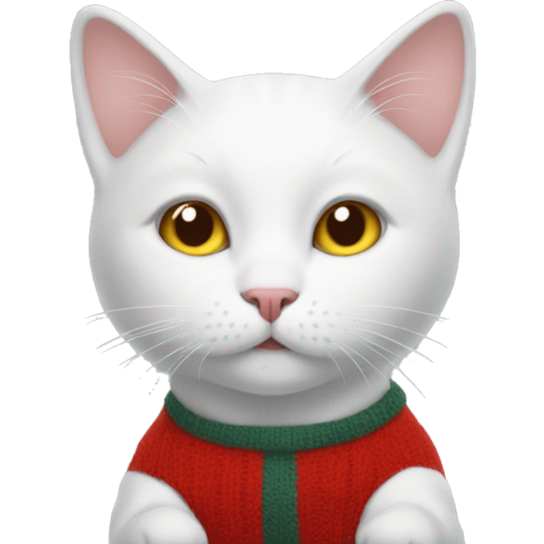 white cat in red sweater emoji