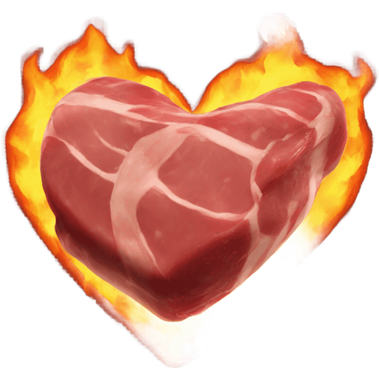 meat in shape of a heart with fire around it emoji