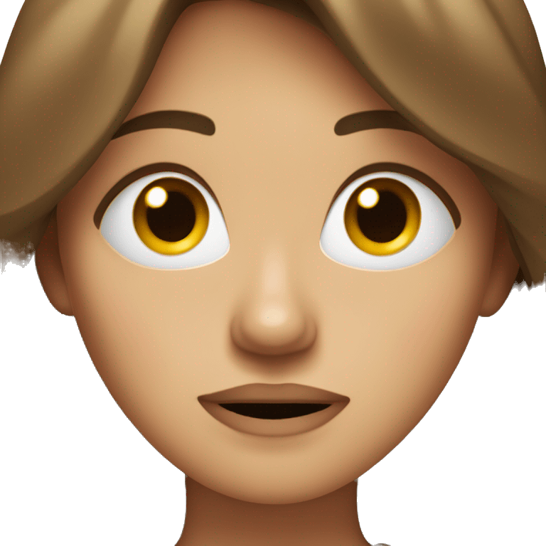 A female with brown hair twitching her eye in annoyance  emoji