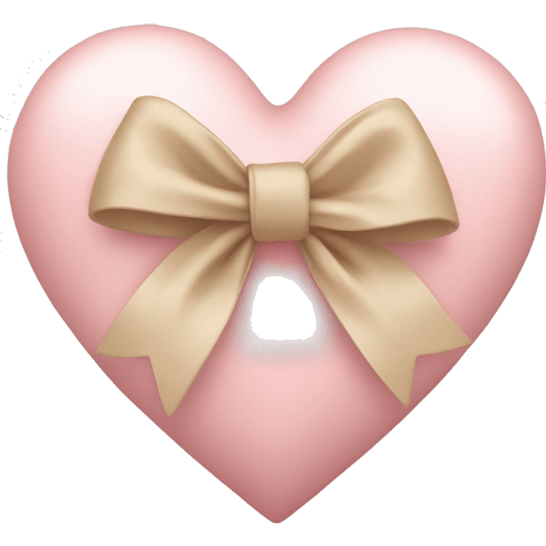 a pale pink heart with a beige bow wrapped around it  emoji