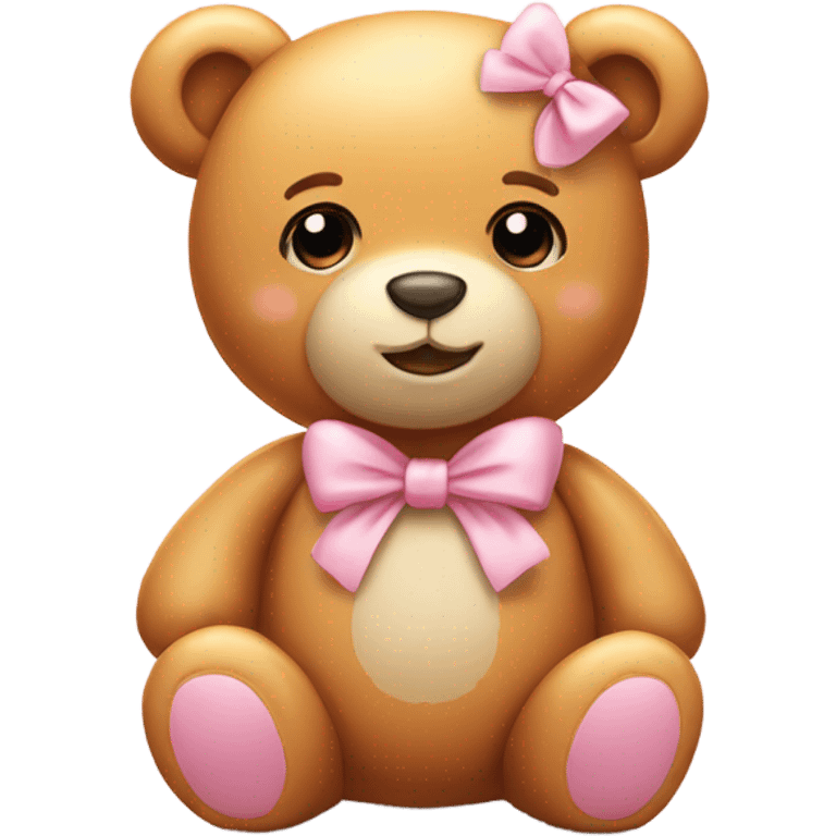 honey colored teddy bear with pastel pink bow emoji