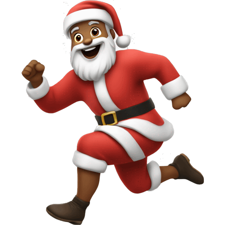 traditional santa sprinting, with a large stride and arms outstretched emoji