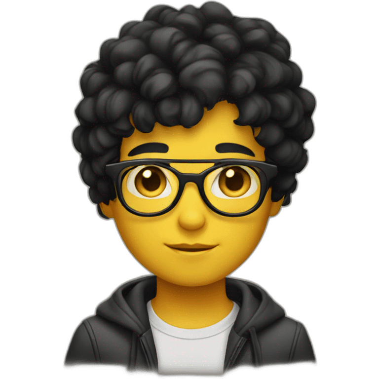 boy with yellow tinted glasses and combed black hair  emoji