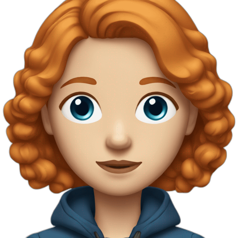 Ginger hair and blue eyes woman with a Canadian jacket emoji