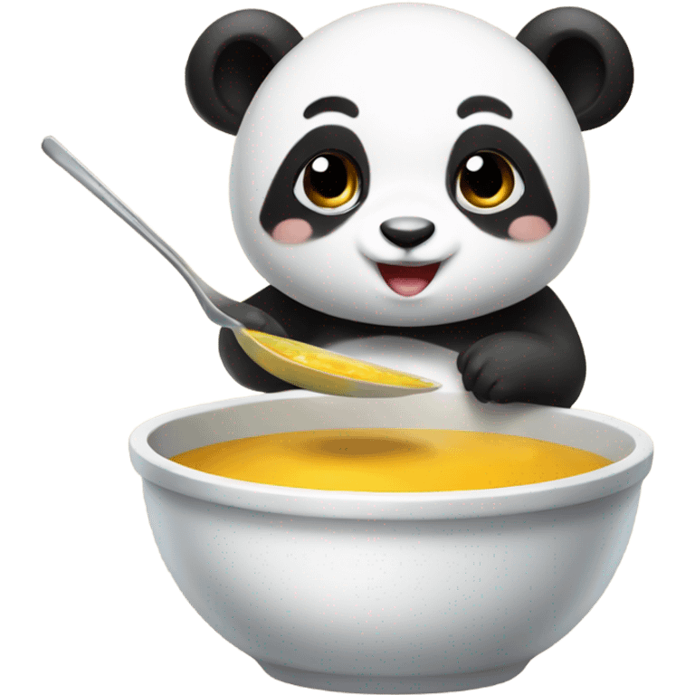 Baby panda marrying bowl of soup emoji