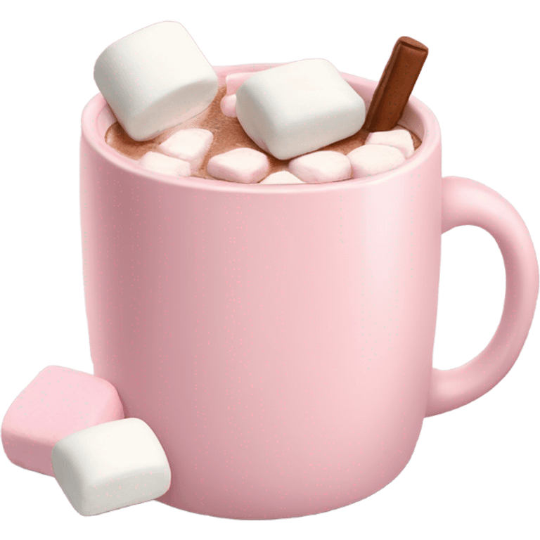 Light Pink mug of hot chocolate with marshmallows  emoji