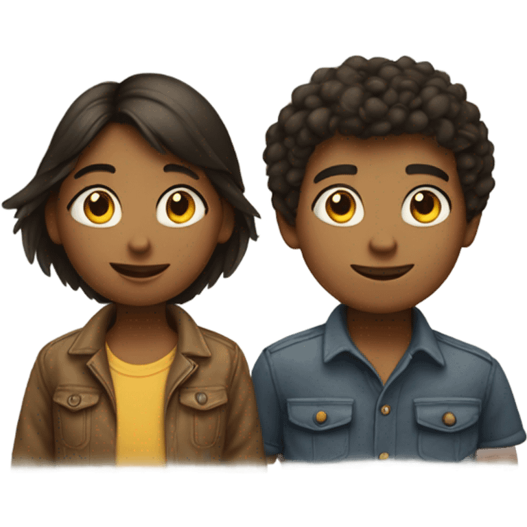 An emoji of two friends standing side by side, one girl and one boy. emoji