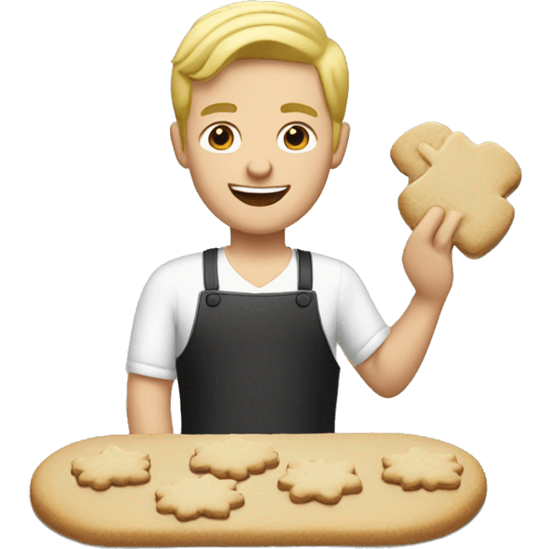 Blonde man making Christmas cookies emoji