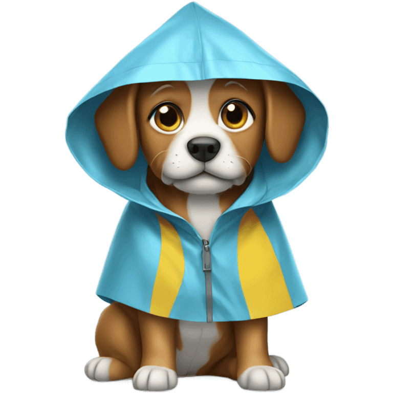 Dog wearing a raincoat emoji